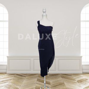 NEW W/ TAG - Aidan Mattox One Shoulder Slit Crepe Gown with Slit